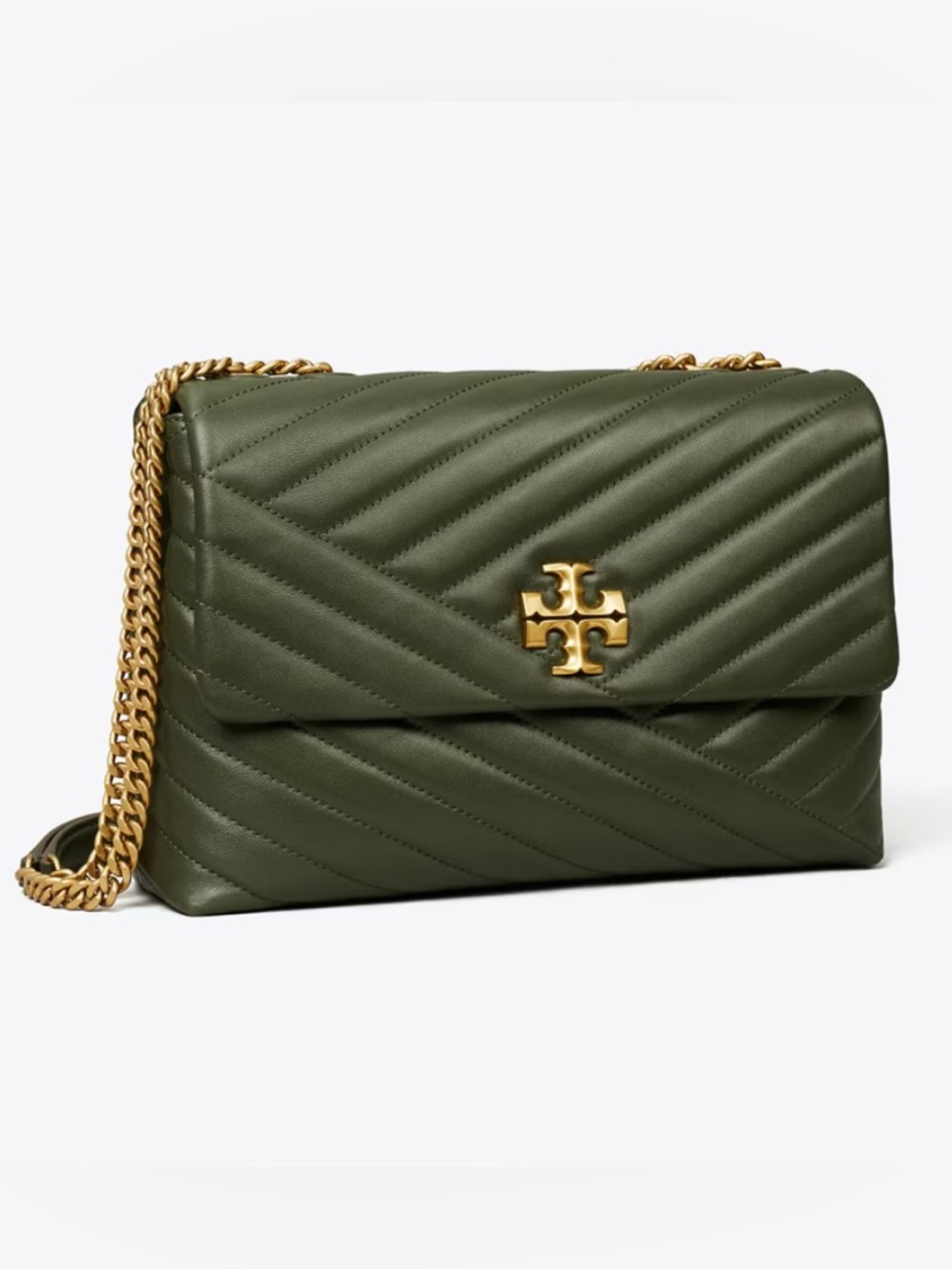 NWT🍀Tory Burch Kira Chevron Chain Shoulder Bag Sycamore Green 90446 Medium Gift - Picture 10 of 10